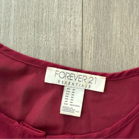 Forever 21 Maroon Sheer Button Down Blouse - Picture 4 of 4